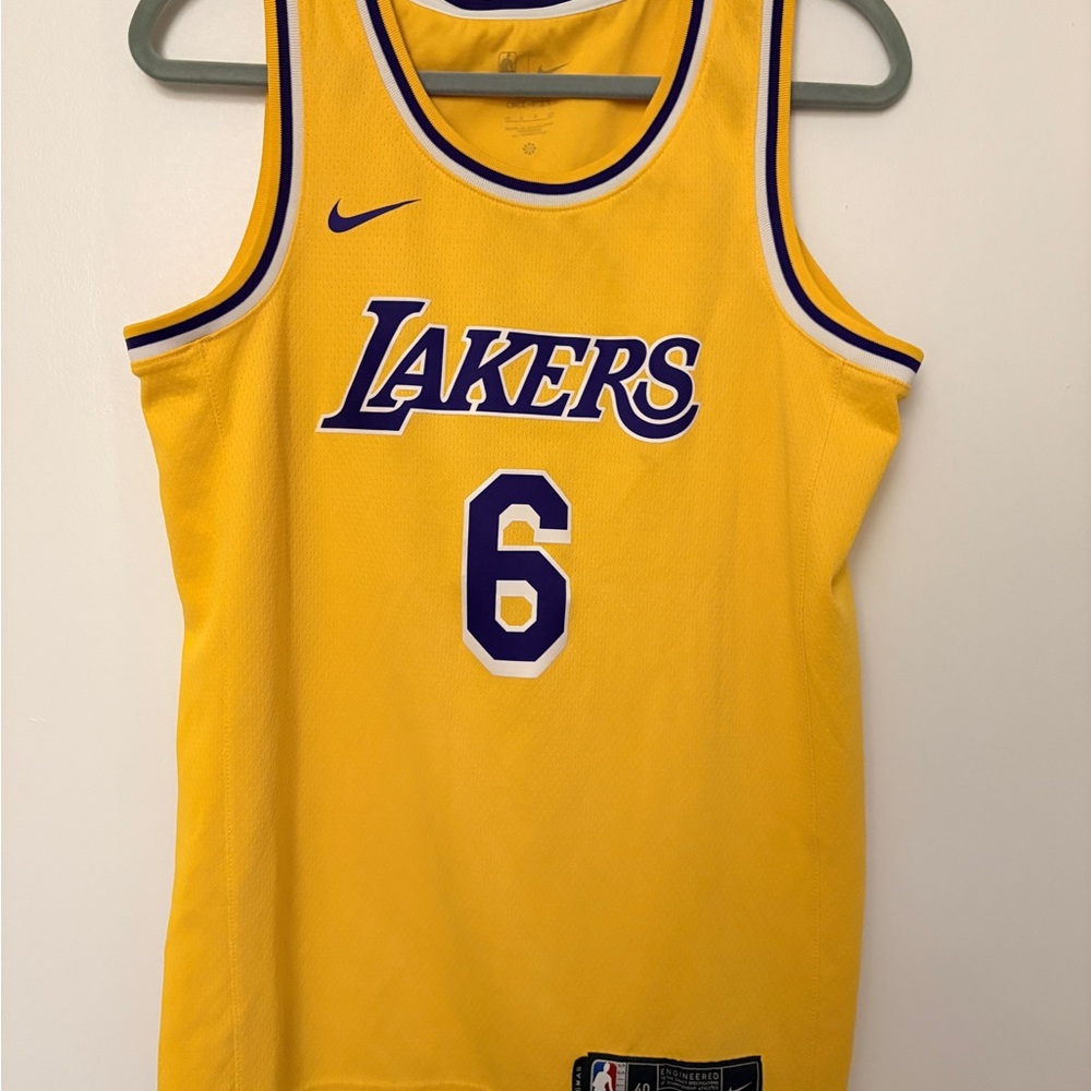 Nike NBA Lakers Gold Basketball Jersey LeBron James No. 6